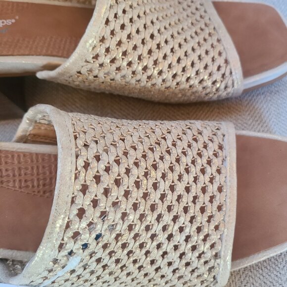 Baretraps Posture Branda Slip on Sandal Beige & Gold Size 10 New Orthotic Sole - Picture 4 of 10